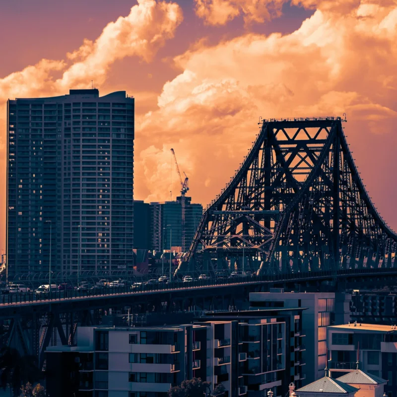 brisbane river water and a sunset sky