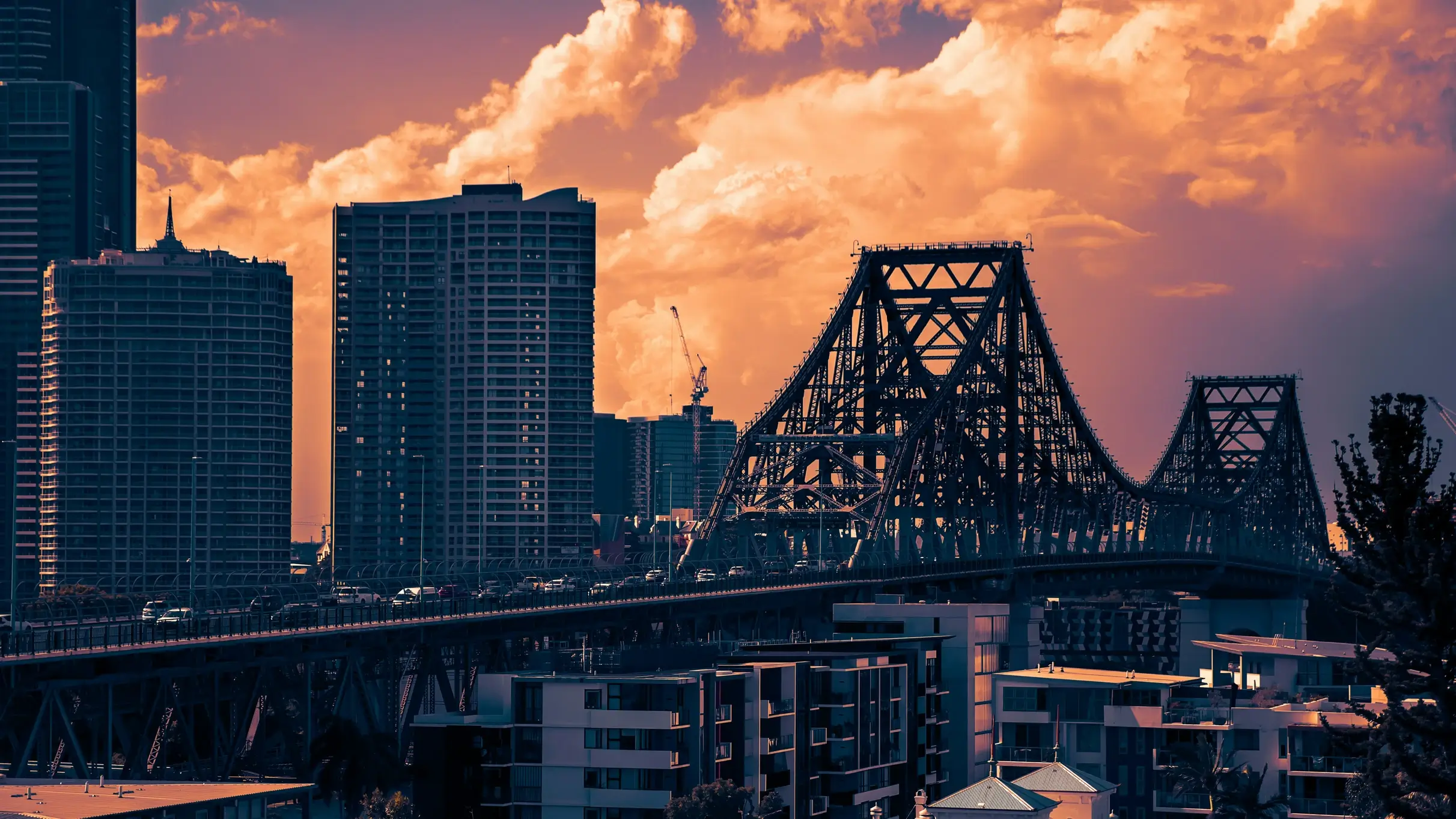 brisbane river water and a sunset sky